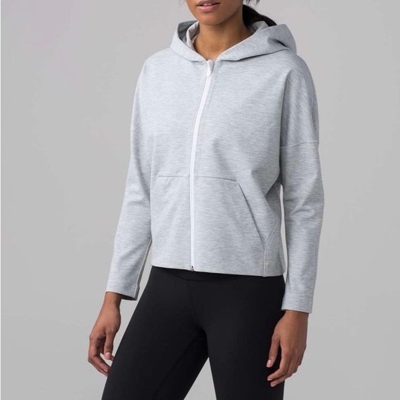 lululemon athletica Tops - Lululemon Minimal Hoodie Heathered Power Grey Size 6